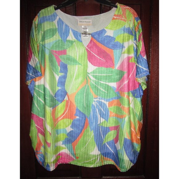Alfred Dunner Woman Plus New 3X Blouse Top Shirt Cutout Parrot Cay Beaded Floral - Picture 1 of 3